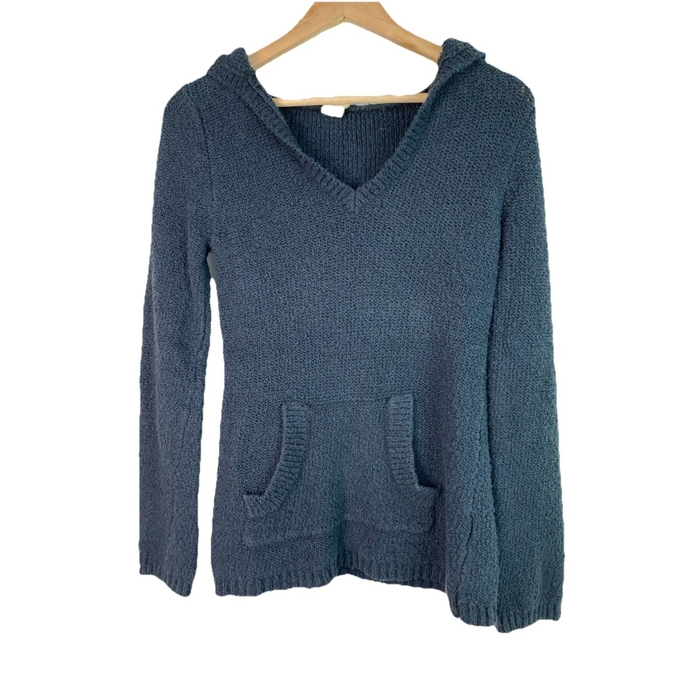 Roxy Women's S Black Long Stretchy V-Neck Pullover Hoodie Sweater